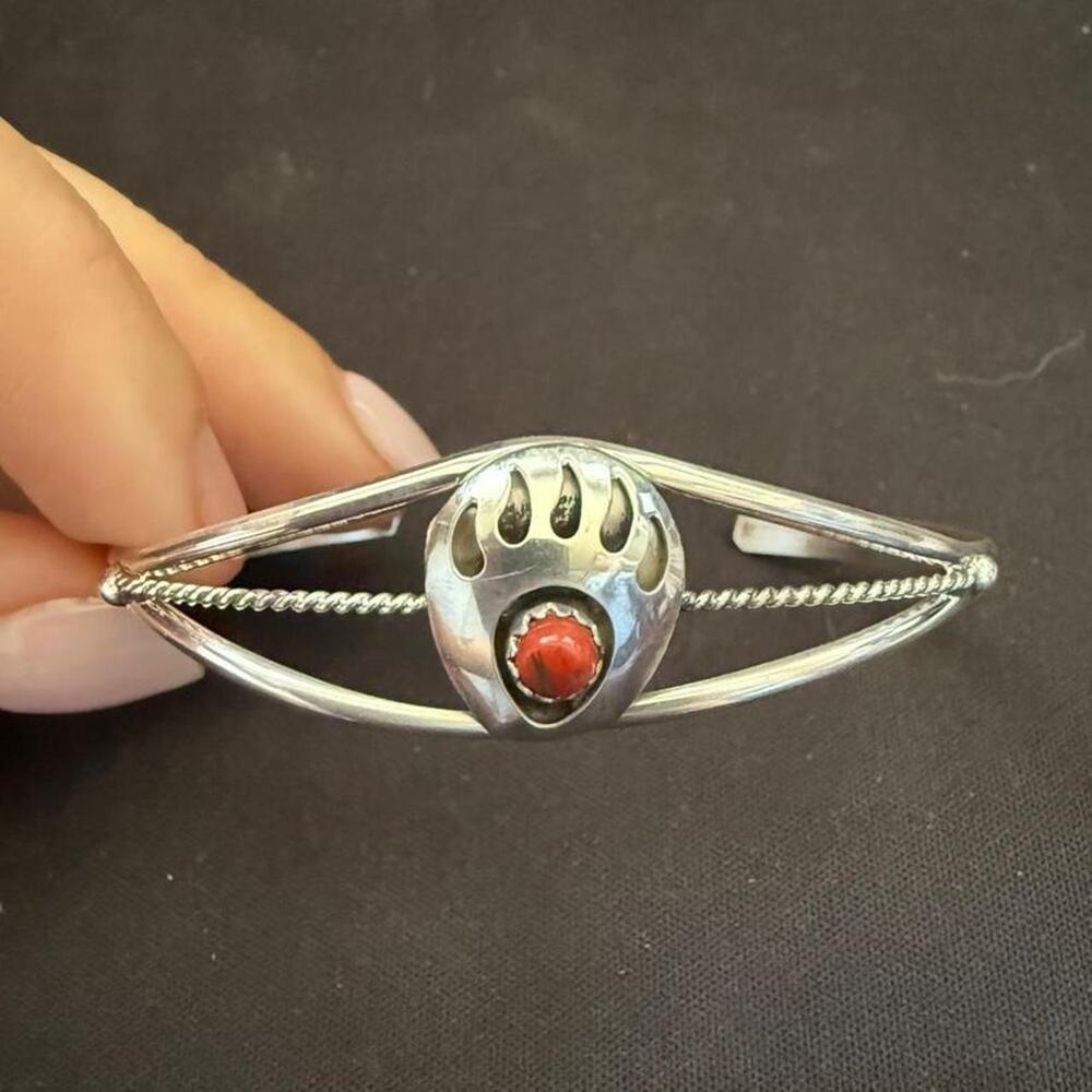 Sterling silver bear paw cuff